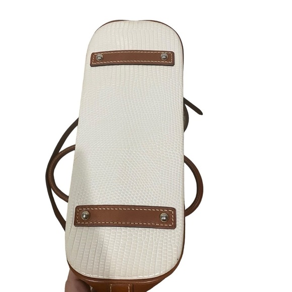 Dooney & Bourke Pebble Zip Zip Satchel Purse White / Brown with Bag and Keychain - Picture 4 of 14